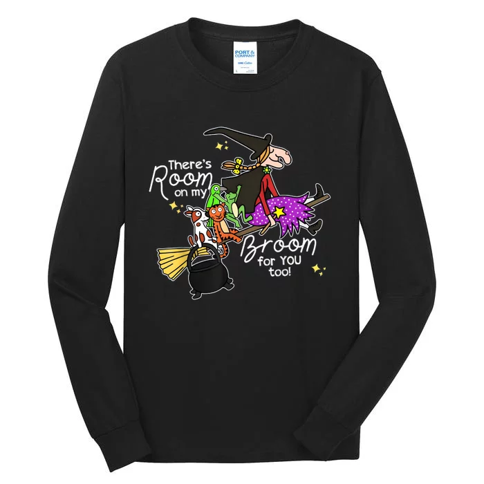 Halloween ThereS Room On My Broom For You Too Teacher Tall Long Sleeve T-Shirt