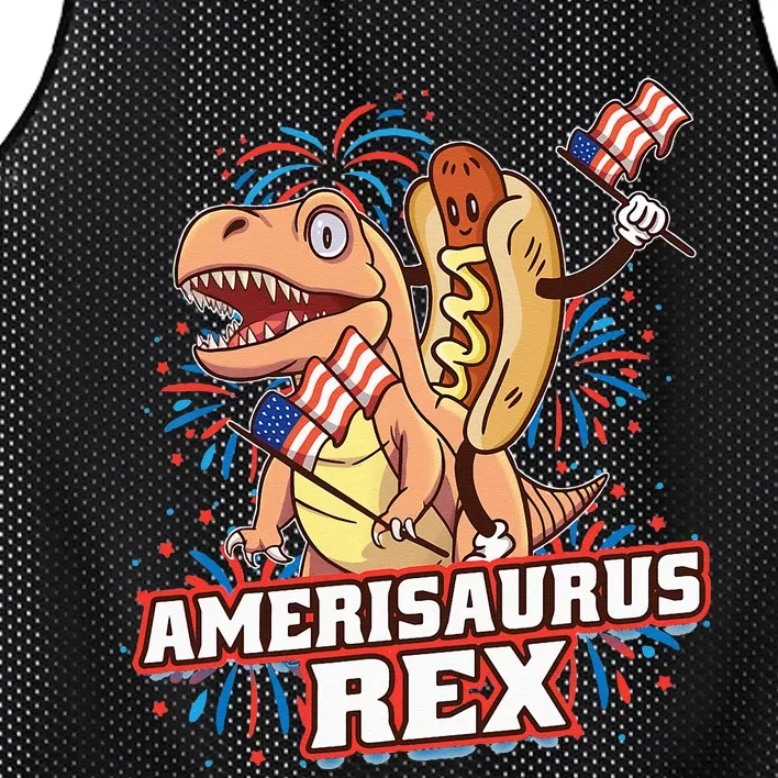 Hotdog T Rex Dinosaur 4th Of July Amerisaurus Funny Gifts Mesh Reversible Basketball Jersey Tank