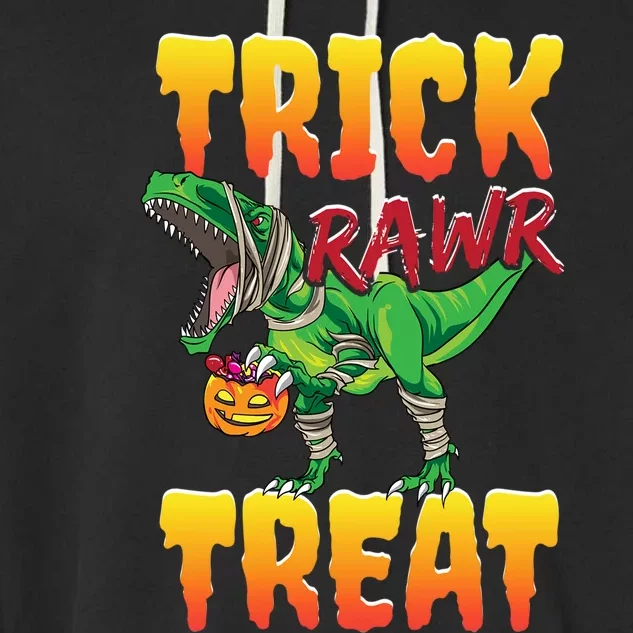 Halloween T Rex Dinosaur Costume Trick Rawr Treat Gift Garment-Dyed Fleece Hoodie