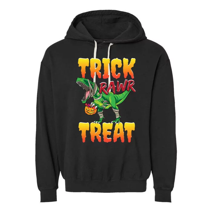 Halloween T Rex Dinosaur Costume Trick Rawr Treat Gift Garment-Dyed Fleece Hoodie