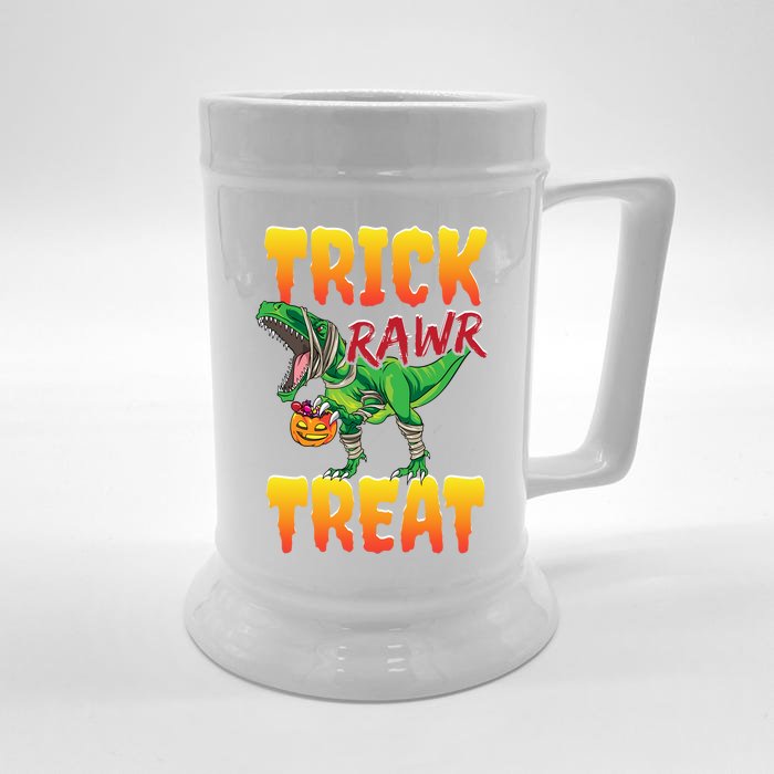 Halloween T Rex Dinosaur Costume Trick Rawr Treat Gift Front & Back Beer Stein