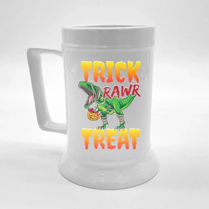 Halloween T Rex Dinosaur Costume Trick Rawr Treat Gift Front & Back Beer Stein