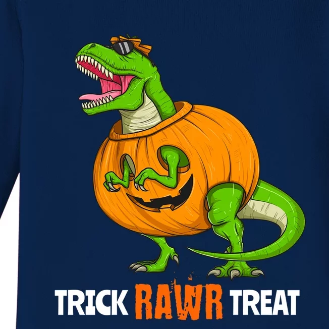 Halloween T Rex Dinosaur Jack O Lantern Trick Rawr Treat Fun Cool Gift Baby Long Sleeve Bodysuit