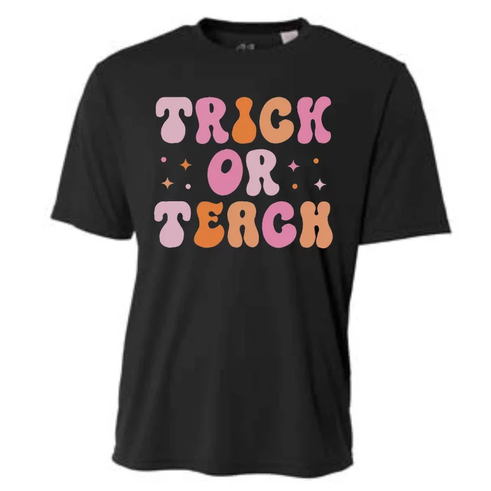 Halloween Teacher's Retro Groovy Trick or Teach Cooling Performance Crew T-Shirt