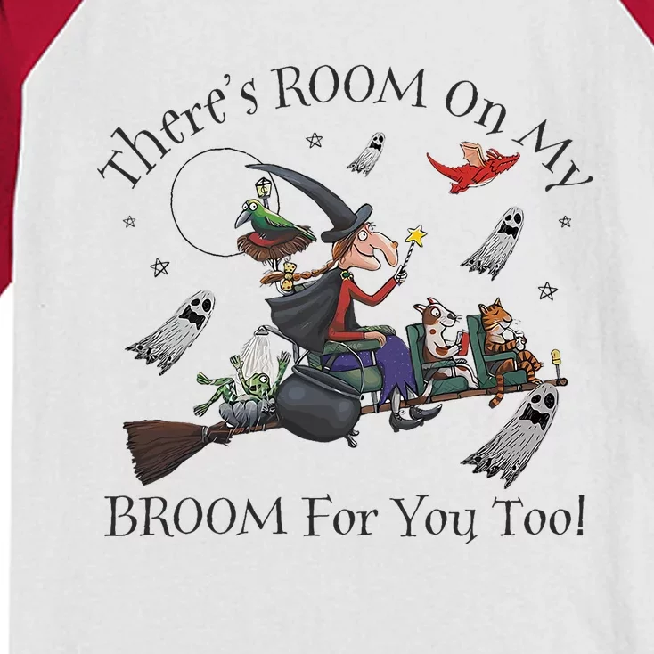 Halloween ThereS Room On My Broom For You Too Teacher Kids Colorblock Raglan Jersey