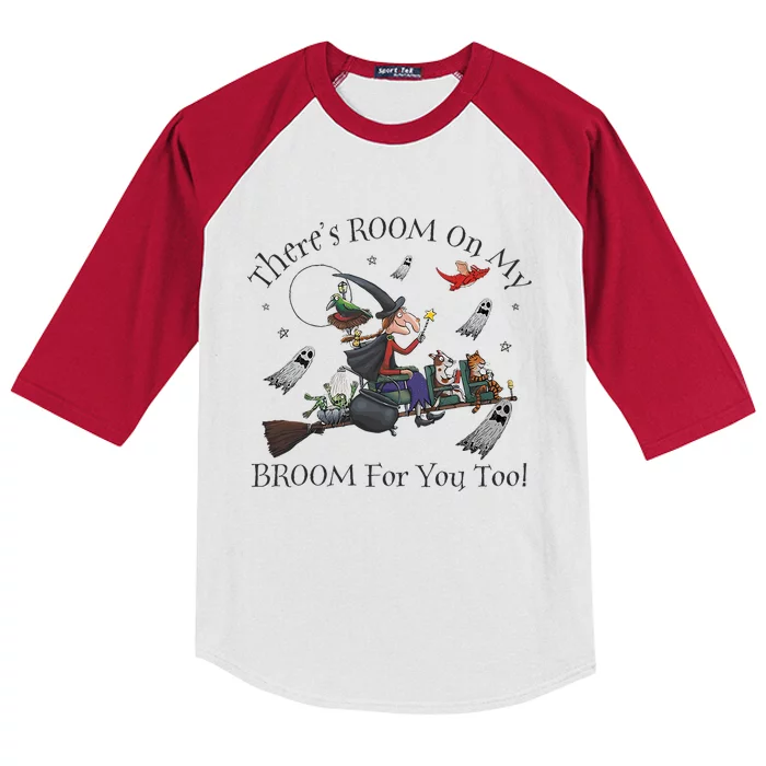 Halloween ThereS Room On My Broom For You Too Teacher Kids Colorblock Raglan Jersey