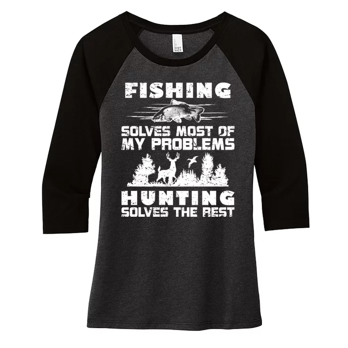 Hunting The Rest Fishing Women's Tri-Blend 3/4-Sleeve Raglan Shirt