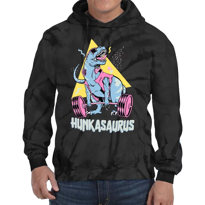 Hunkasaurus T rex Dinosaur Funny Gym & Workout Tie Dye Hoodie