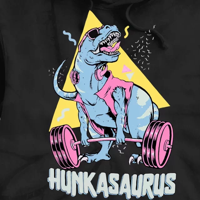 Hunkasaurus T rex Dinosaur Funny Gym & Workout Tie Dye Hoodie