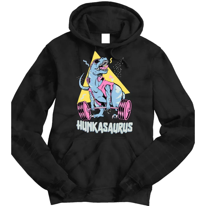 Hunkasaurus T rex Dinosaur Funny Gym & Workout Tie Dye Hoodie