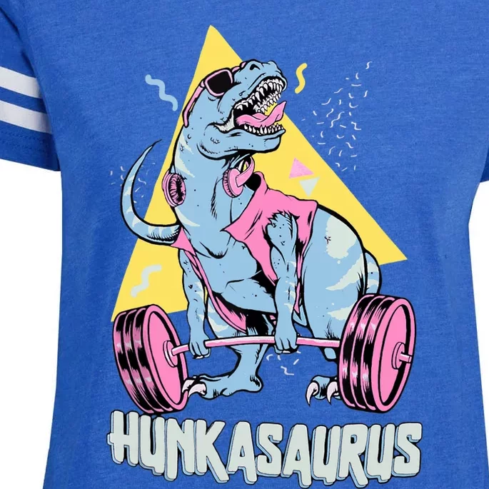 Hunkasaurus T rex Dinosaur Funny Gym & Workout Enza Ladies Jersey Football T-Shirt