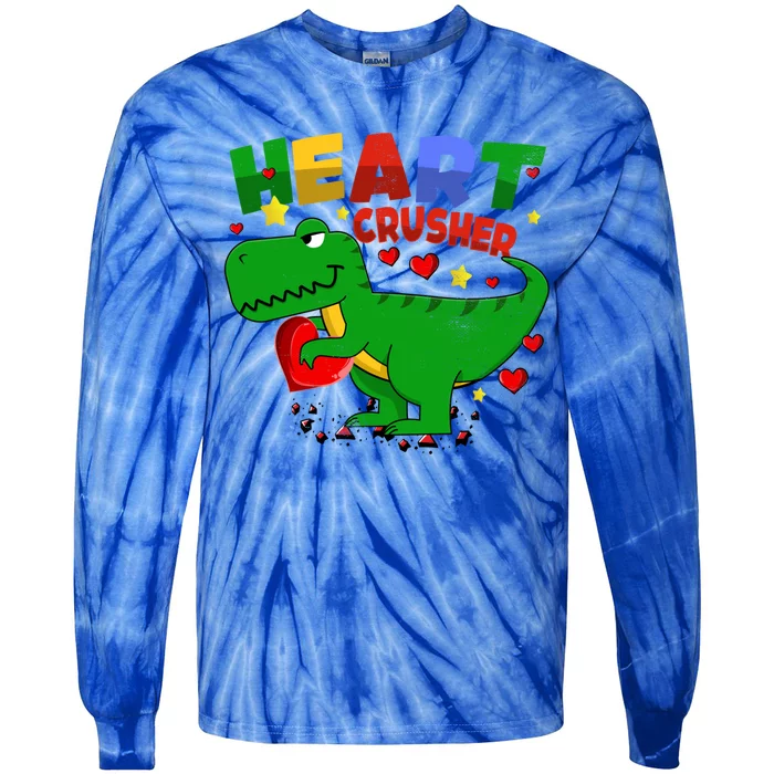 Heart T Rex Crusher Dinosaur Valentines Day Gift Tie-Dye Long Sleeve Shirt