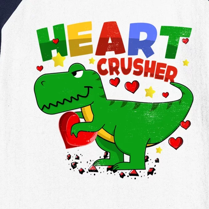 Heart T Rex Crusher Dinosaur Valentines Day Gift Baseball Sleeve Shirt