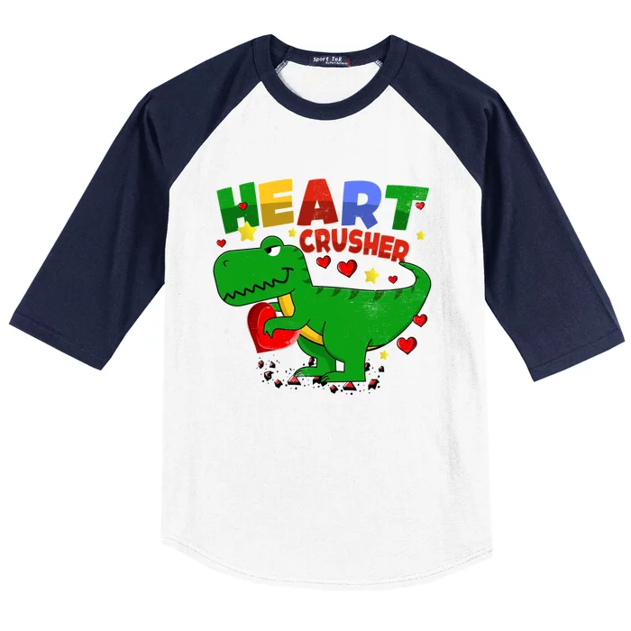 Heart T Rex Crusher Dinosaur Valentines Day Gift Baseball Sleeve Shirt