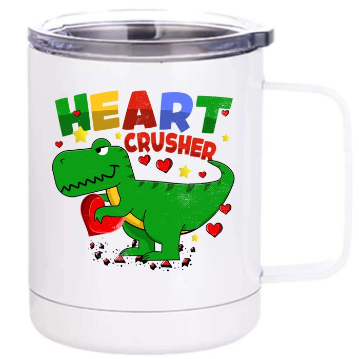 Heart T Rex Crusher Dinosaur Valentines Day Gift Front & Back 12oz Stainless Steel Tumbler Cup