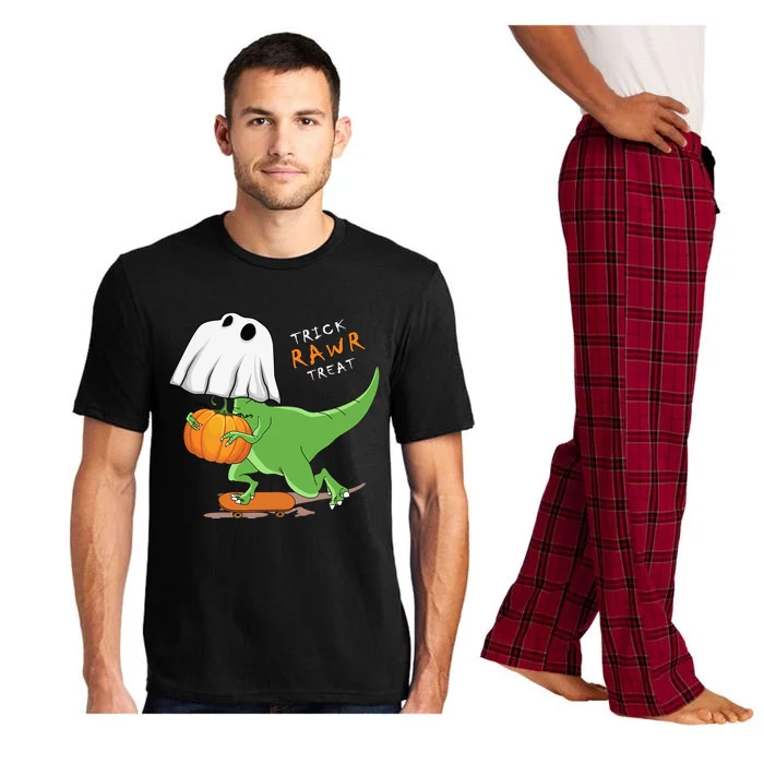 Halloween T Rex Dinosaur Ghost Trick Rawr Treat Great Gift Pajama Set