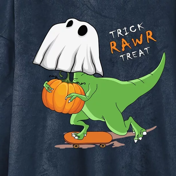 Halloween T Rex Dinosaur Ghost Trick Rawr Treat Great Gift Hooded Wearable Blanket