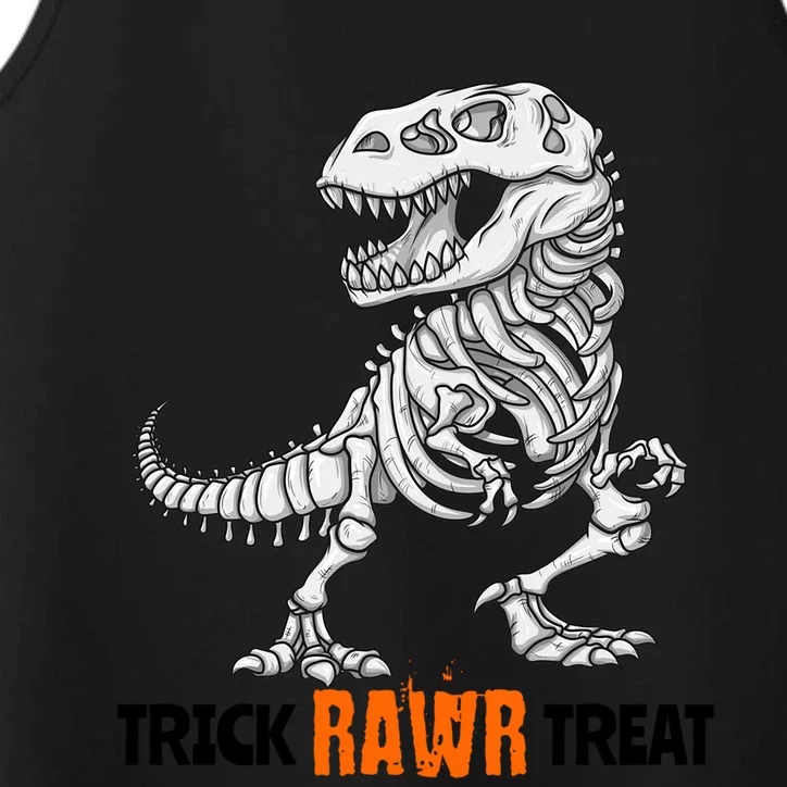 Halloween T Rex Dinosaur Skeleton Trick Rawr Treat Fun Cute Gift Performance Tank