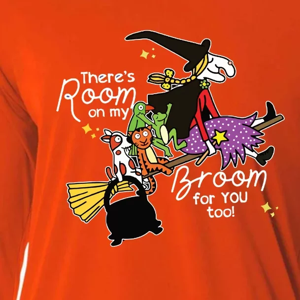 Halloween ThereS Room On My Broom For You Too Teacher Cooling Performance Long Sleeve Crew