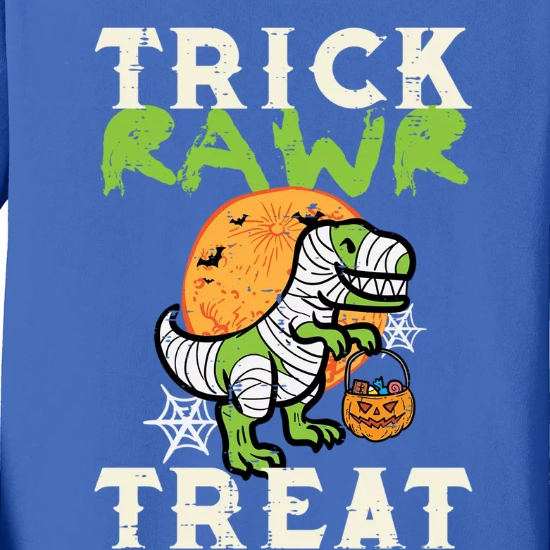 Halloween Trick Rawr Treat Dino Trex Costume Cool Gift Kids Long Sleeve Shirt