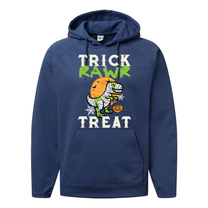 Halloween Trick Rawr Treat Dino Trex Costume Cool Gift Performance Fleece Hoodie