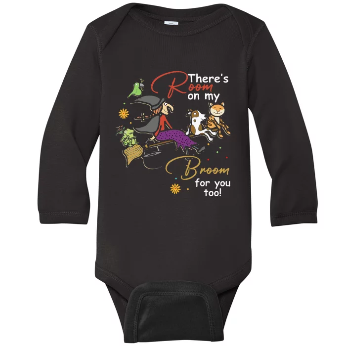 Halloween ThereS Room On My Broom For You Too Teacher Baby Long Sleeve Bodysuit