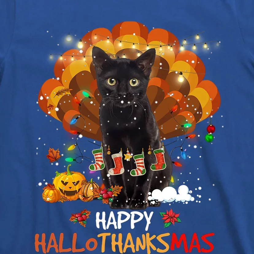 Happy Thanksgiving Ragdoll Black Cat Happy Hallothanksmas Gift T-Shirt