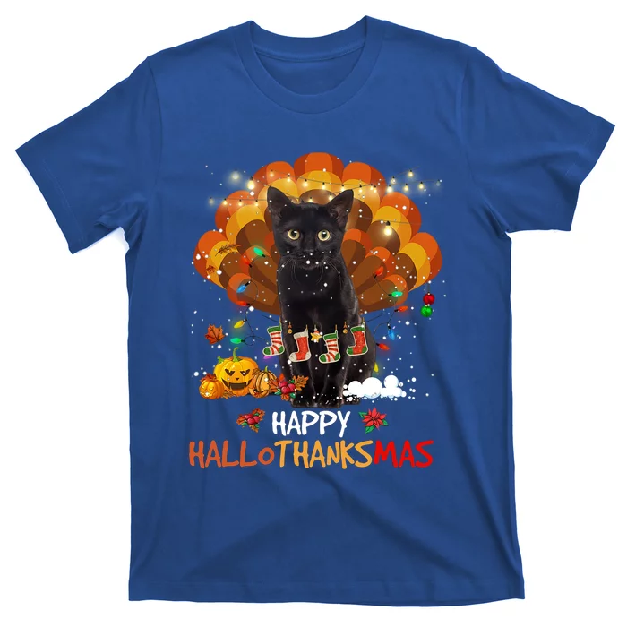 Happy Thanksgiving Ragdoll Black Cat Happy Hallothanksmas Gift T-Shirt