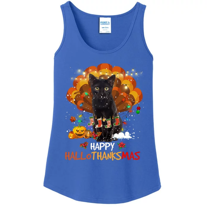 Happy Thanksgiving Ragdoll Black Cat Happy Hallothanksmas Gift Ladies Essential Tank