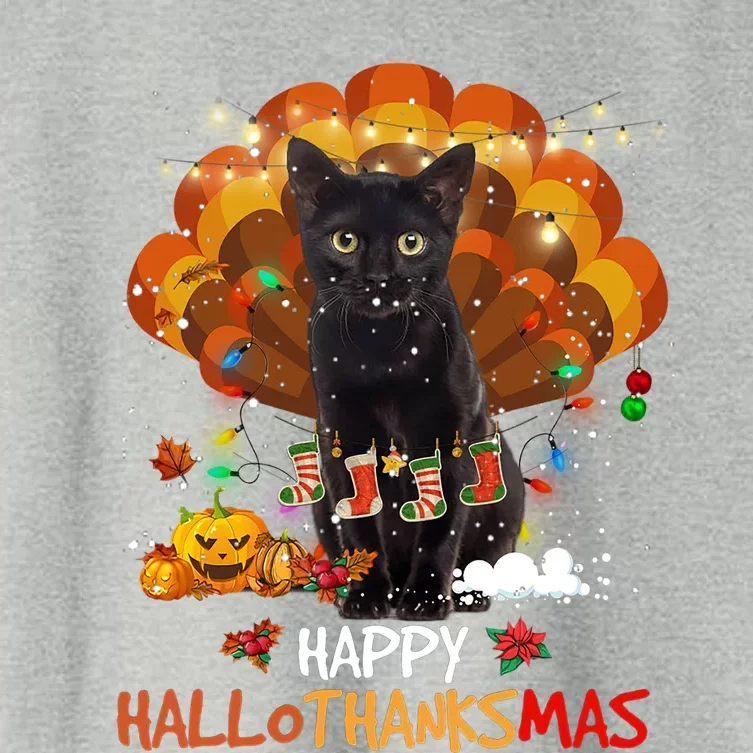 Happy Thanksgiving Ragdoll Black Cat Happy Hallothanksmas Gift Women's Crop Top Tee