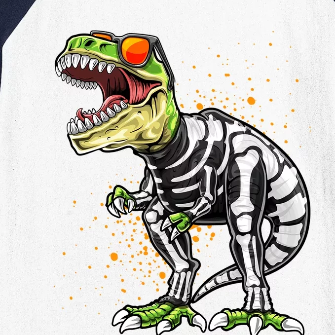 Halloween T Rex Dinosaur Skeleton Costume Cute Gift Gift Baseball Sleeve Shirt