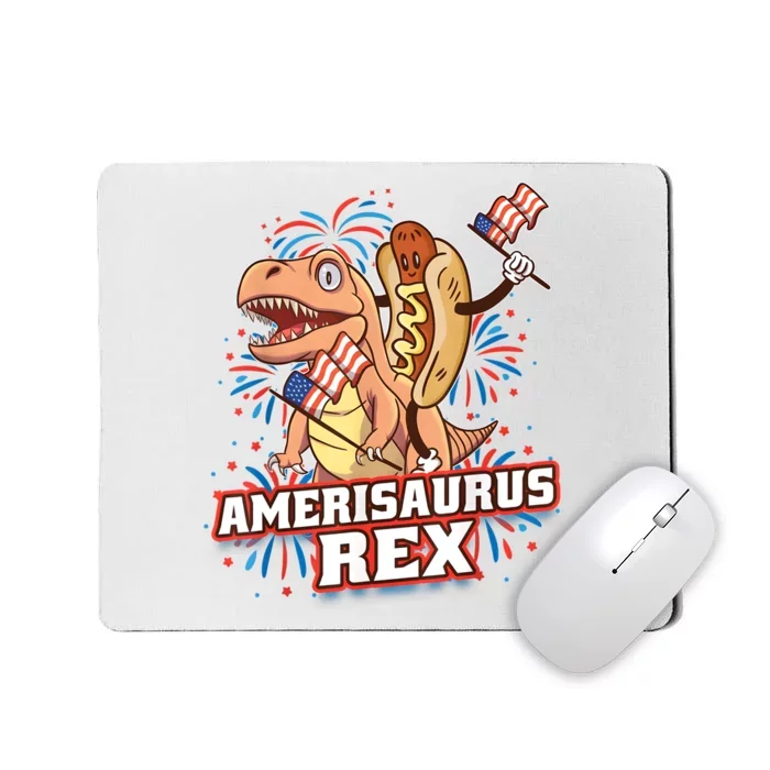 Hotdog T Rex Dinosaur 4th Of July Amerisaurus Funny Gifts Mousepad