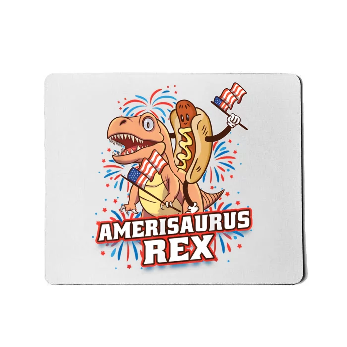 Hotdog T Rex Dinosaur 4th Of July Amerisaurus Funny Gifts Mousepad