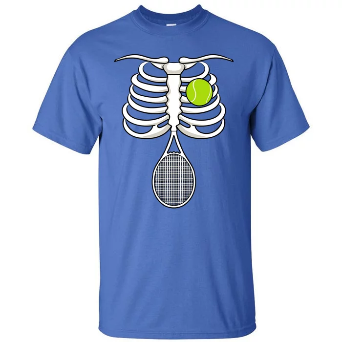 Halloween Tennis Racket Ball Game Sport Skeleton Cool Gift Tall T-Shirt