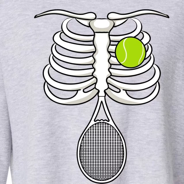 Halloween Tennis Racket Ball Game Sport Skeleton Cool Gift Cropped Pullover Crew