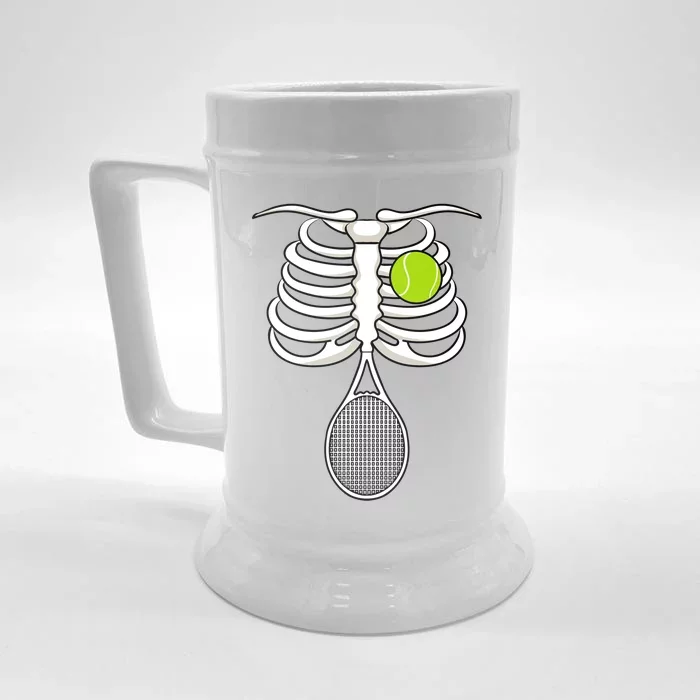 Halloween Tennis Racket Ball Game Sport Skeleton Cool Gift Front & Back Beer Stein