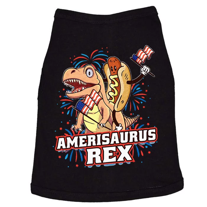 Hotdog T Rex Dinosaur 4th of July Amerisaurus Funny Gifts Doggie Tank