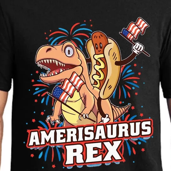 Hotdog T Rex Dinosaur 4th Of July Amerisaurus Funny Gifts Pajama Set