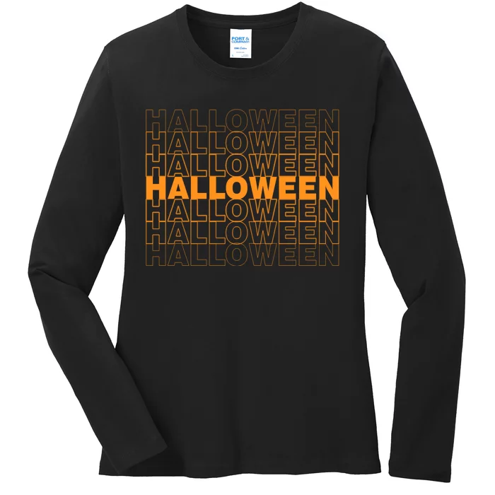 Halloween Text Repeated Ladies Long Sleeve Shirt