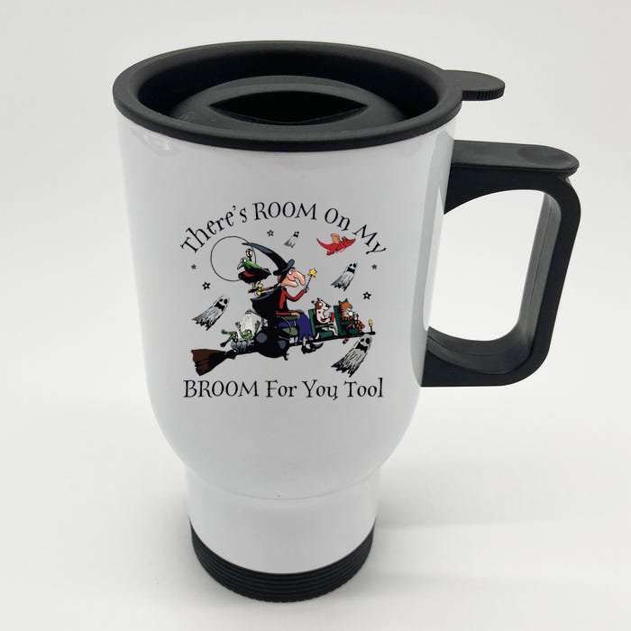 Halloween ThereS Room On My Broom For You Too Teacher Front & Back Stainless Steel Travel Mug