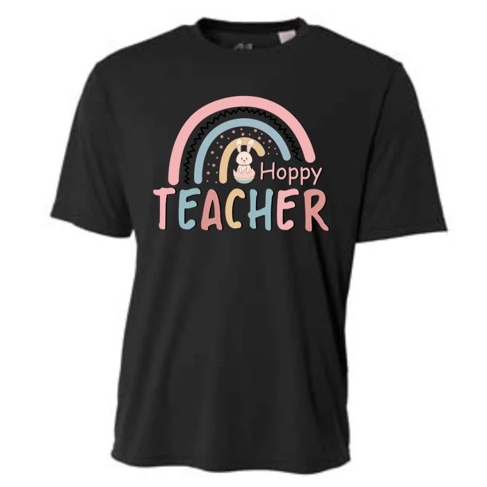 Happy Teacher Rainbow Easter Bunnies Kindergarten Teacher Great Gift Cooling Performance Crew T-Shirt