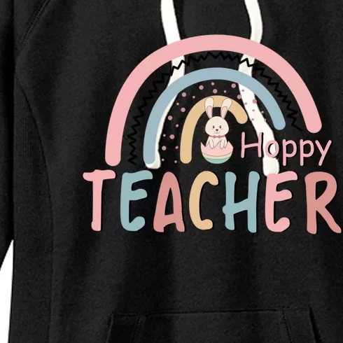 Happy Teacher Rainbow Easter Bunnies Kindergarten Teacher Great Gift Women's Fleece Hoodie