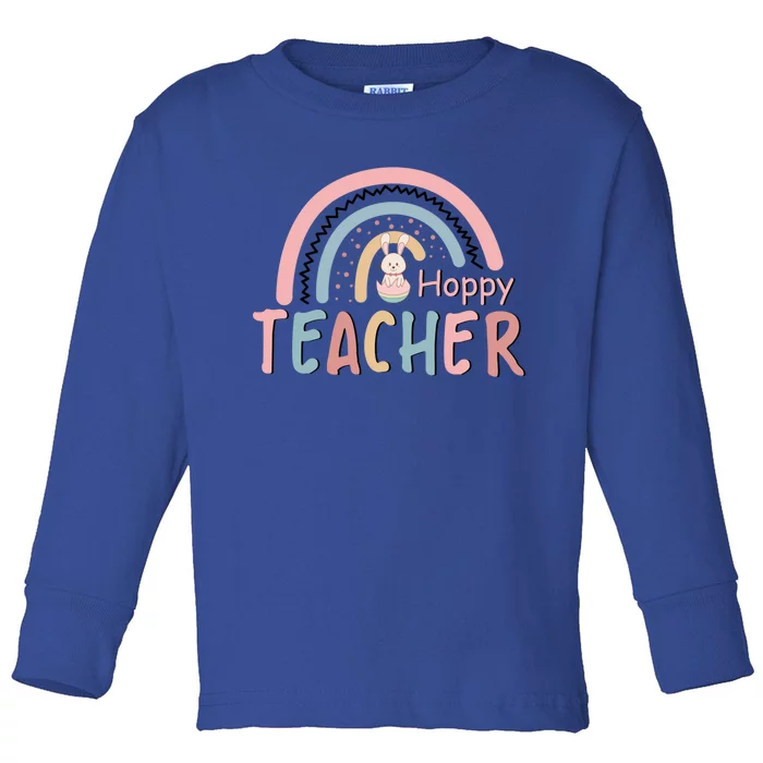 Happy Teacher Rainbow Easter Bunnies Kindergarten Teacher Great Gift Toddler Long Sleeve Shirt