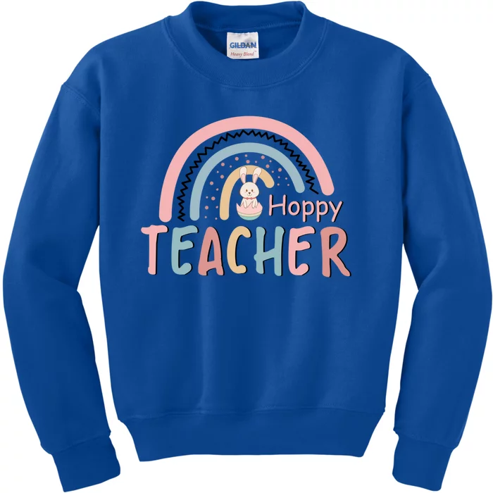 Happy Teacher Rainbow Easter Bunnies Kindergarten Teacher Great Gift Kids Sweatshirt