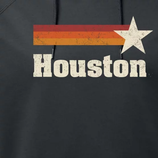 Houston Texas Retro Houston Souvenir Tx Apparel Performance Fleece Hoodie