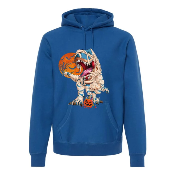 Halloween T Rex For Dinosaur T Rex Mummy Pumpkin Premium Hoodie