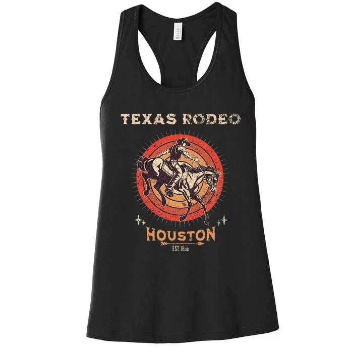 Houston Texas Rodeo Vintage Western Retro Cowboy Women's Racerback Tank