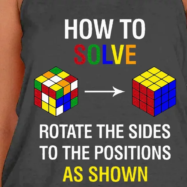 How To Solve Competitive Puzzle Funny Speed Cubing Math Women's Knotted Racerback Tank