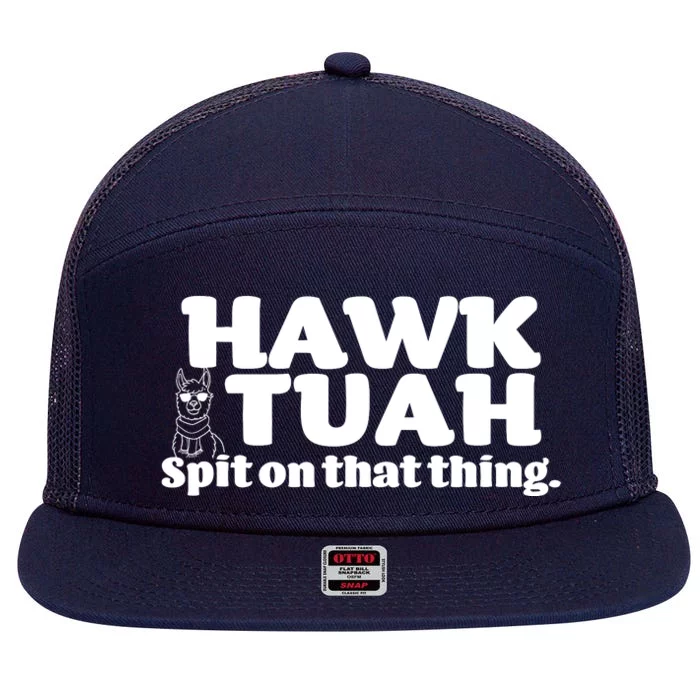 Hawk Tuah Spit On That Thang 7 Panel Mesh Trucker Snapback Hat