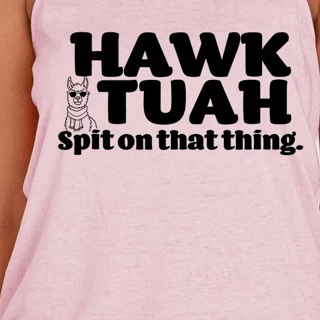 Hawk Tuah Spit On That Thang Women's Knotted Racerback Tank